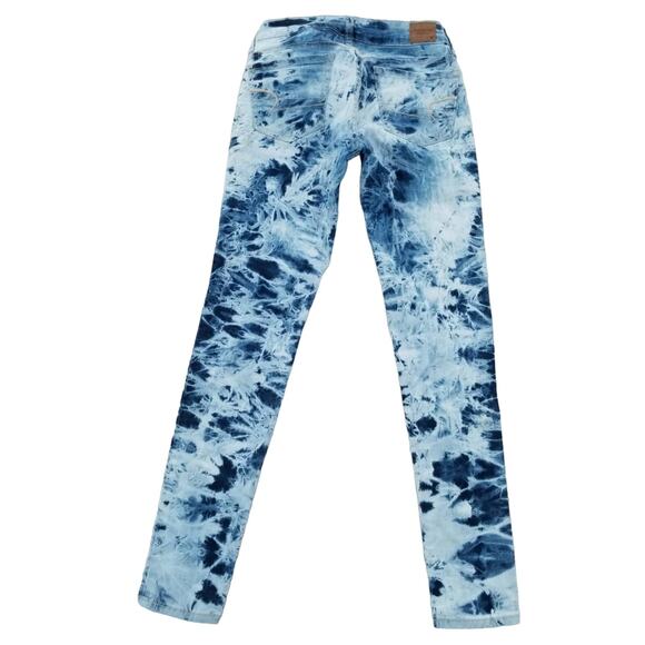 Bleach TieDye Jeans AEO Size 2 Acid Wash Stretch Marbled Denim Skinny Jeggings - Picture 9 of 9